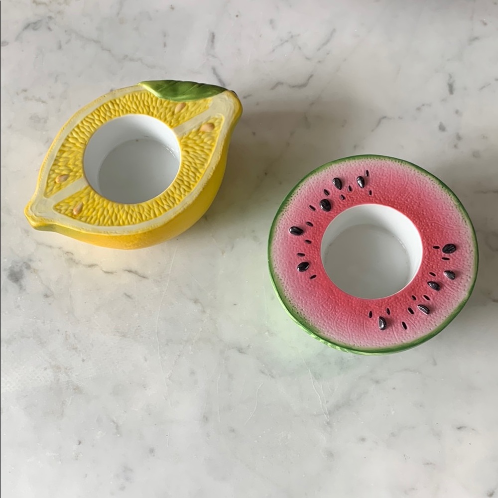 Set of 2 Vintage Party Lite Summer Fruit Tea-light Candle Holders